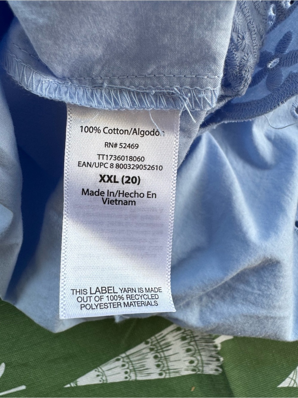 Time and Tru Women's XXL 20 Blue Cotton Eyelet Pull On A-Line Midi Skirt Pockets - Picture 12 of 16
